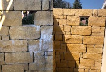 Steinmauer reinigen vorher nachher - die Steinreinigung vom Profi
